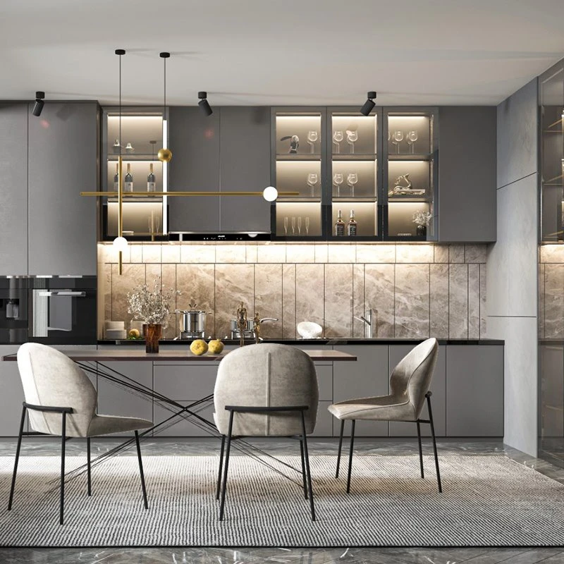 Kabinet dapur pvc moden kelabu